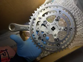 First gen Shimano Deore triple crankset square taper silver with pedal adapters - FC-DE30 48/40/30 - 165mm - image 4