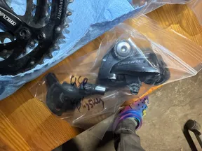 SRAM hussefelt fat bike triple crank set, bb, 3x9 deore rear derailleurs slx front , microshift 3x9 thumbies, 170 cranks - image 3