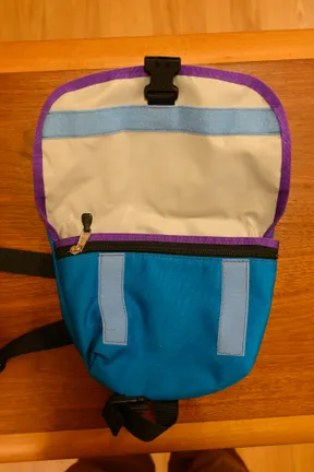 Bagaboo Messenger-Style Hip Bag, Teal with Purple Trim - image 3